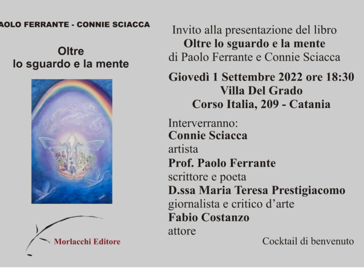 Il critico Maria Teresa Prestigiacomo a Catania per la mostra d’ arte di Connie Sciacca e le poesie di Paolo Ferrante