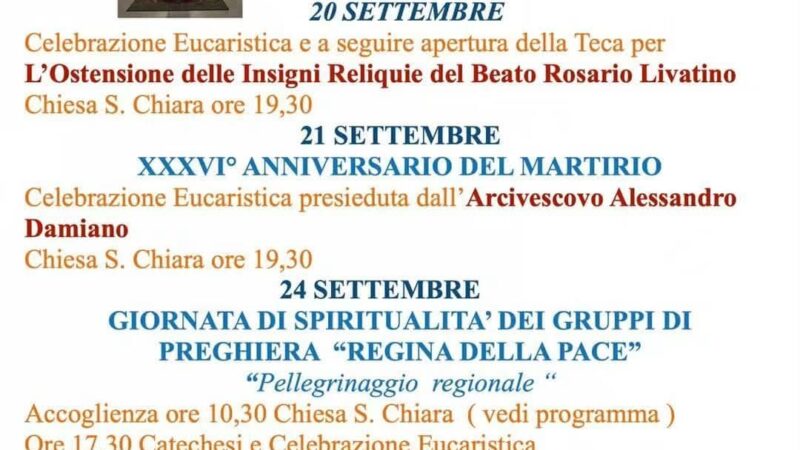 OSTENSIONE DELLE INSIGNI RELIQUIE DEL BEATO ROSARIO ANFELO LIVATINO